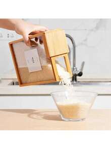 1pc Wooden Food Storage Containers, Pantry Organization, Acrylic Kitchen Canisters, Grain Storage, Dry Food Containers, Kitchen Storage Jars, Rice Storage Container, Flour Storage Container, Pantry Storage Bins, Clear Acrylic Bins, Wooden Organization, Kitchen Essentials, Modern Farmhouse Pantry, Bulk Food Storage, Meal Prep Containers, Hermetic Food Keeper, Kitchen Countertop Storage, Transparent Food Bins, Household Organization, Kitchen Gadgets,Protein Powder Storage, Coffee Storage - trong suốt - Xem 3