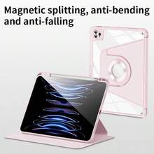1pc 720° Rotatable 2-In-1 Detachable Magnetic Transparent Tablet Protective Case, Supports Multi-Angle Rotation, Stable Base, Suitable For IPad - Purple - View 2