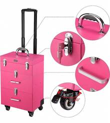 Cosmetic Bag Multipurpose Suitcase Manicure And Makeup - Pink - View 4