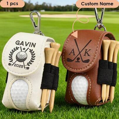 Gepersonaliseerde leren golftaslabel met tees, gepersonaliseerde golfaccessoires, gegraveerde naamlabel voor golftas, golfbagagelabel, golfcadeaus voor mannen of vrouwen
