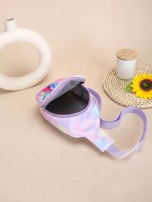 1pc Nylon Zipper Closure Fashion Cute Cartoon Mermaid Unicorn Mini Chest Bag, Niche Design Adjustable Shoulder Strap Change Lipstick Crossbody Bag Suitable For Daily Use, Bag, Suitable For Teenagers Shopping, Commuting, Daily Use, Give As A Gift - Cartoon Chest Bag - View 9