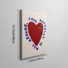 1件「Love Is Everywhere」主題帆布壁畫，紅藍配色愛語錄繪畫，學院風愛心女孩海報，心形美學裝飾，適用廚房、客廳、居家吧台、男性空間、宿舍，送給她的禮物，可選無框或有框 - 彩色 - 查看 10