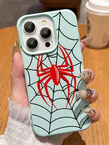 Personality Red Spider Pattern Compatible With Apple Phone 13/15/11/14/17/12/16/ProMax/Pro/Plus/Xs Max/XS/X,Antiskid Silicone Soft Case Four Corner Anti Fall Phone - Màu xanh nhạt - Xem 3