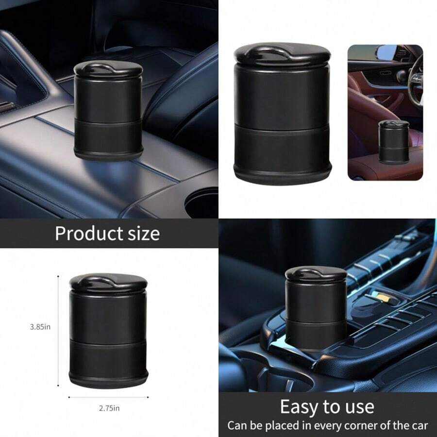 1 Pcs Car Ashtray Flame-Retardant Abs Plastic Car Ashtray With Lid Cigarette Ashtray Cup Holder For Most Car.Black-Liuruisongdediana