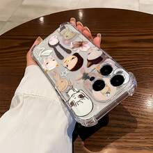 Funda para teléfono con diseño floral y personajes caprichosos. Compatible con teléfonos ,  17,  16 Pro Max,  15 Pro Max,  13 y  12. Fabricada en TPU, ofrece protección contra golpes y caídas. Un regalo perfecto para familiares y amigos, para las fiestas de otoño o Halloween. - transparente - Ver 3