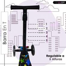 Scooter Plegable para Niños de 2-10 Años, Patin de 3 Ruedas con Luz LED y Altura Ajustable, Patineta Infantil para Ejercicios y Diversión en el Aire Libre con Sistema de Balanceo - Multicolor - Ver 5