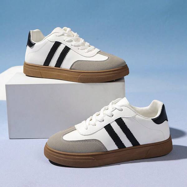 Damen Sneaker, leichte rutschfeste Trainingsschuhe, Laufschuhe, Schuhe, bequeme Walkingschuhe, Damen Große Größen Flache Schuhe, weiße Sportschuhe, Studentenschuhe, farblich abgesetzte modische Skaterschuhe