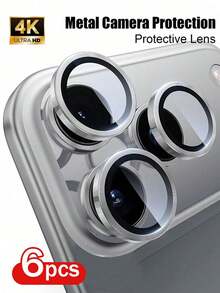 Yezodawee Bộ 6 miếng dán bảo vệ ống kính camera bằng kính cường lực siêu mỏng 9H kèm nắp bảo vệ camera bằng kim loại riêng biệt, màu bạc, tương thích với iPhone 17 Pro / 17 Pro Max, 16 Pro Max/15/14/13/12/11 - 6 chiếc - Xem 26