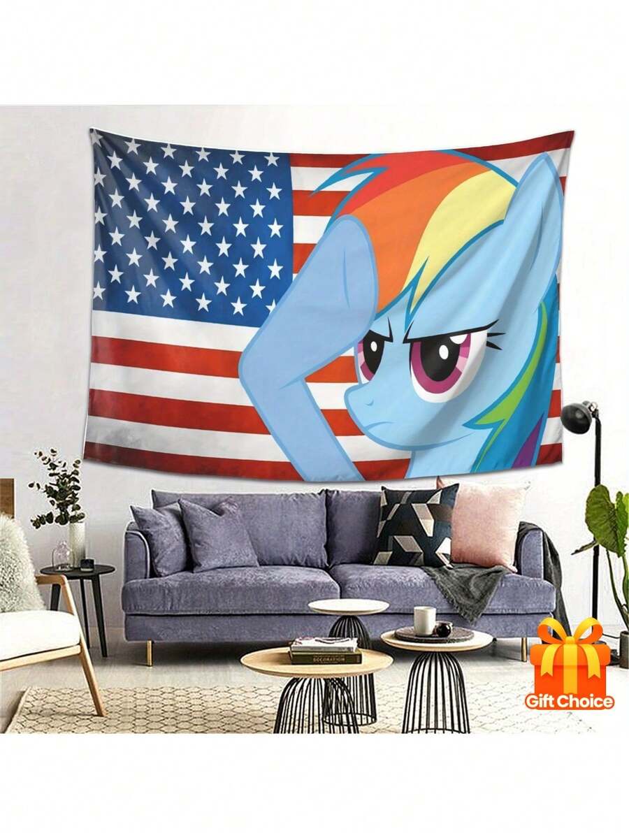 Rainbow Dash Themed Stylish Patterned Tapestry, Living Room Bedroom Office Home Decor Wall Hanging/Room Decoration/Party Decor, Premium Printed Tapestry - Perfect Gift For Easter, Mother's Day, Father's Day, Halloween, Christmas & Independence Day - Nhiều màu - Xem 1