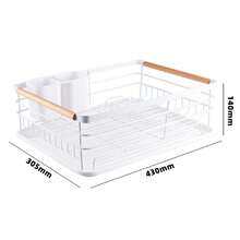 LIVINGANDHOME Living And Home Kitchen Countertop Stainless Steel Dish Drainer Rack,Cutlery Holder Dish Drying Rack With Wooden Handle,Kitchen Organizer Storage Shelf - White - View 12