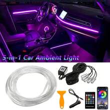 RGB 5-In-1 Ambient Lighting Kit, 236-Inch Fiber Optic 8-Color Car Neon Light, Car Interior Neon LED Light Strip, Car Interior Music Mode Lighting Accessories - RGB 5-in-1 Ambient Lighting Kit - View 2
