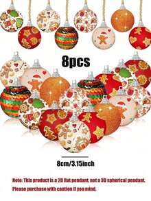 16 piezas de adornos colgantes navideños 2D, adornos colgantes de árbol de Navidad de colores, adecuados para fiestas navideñas, decoración de árbol de Navidad, decoración festiva, decoración de Año Nuevo, decoración navideña del hogar, suministros de decoración navideña