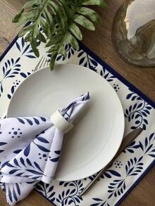 BILLU Servilletas de Tela para Mesa Elegantes Set de 6 Absorbentes, Lavables, Limpieza y Decoración de 48cm X 48cm (Mexicano Olivo) - Puebla - Ver 4