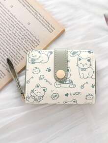 Women's Mini Wallet, Cute Cat Pattern, Small Zipper Coin Purse With Multiple Card Slots And Wrist Strap - Lightweight And Portable, Can Hold Cash, ID And Coins, Large Capacity Short Wallet, Fashionable And Adorable Faux Leather Coin Pouch, Suitable For Daily Use, Commuting, And An Ideal Gift For Friends And Family. - Multicolor - View 9