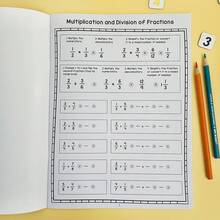 Fraction Practice Workbook, Math Activity Book Suitable For Grade 3-6 Children To Learn Fraction Multiplication And Division Skills | Elementary School Classroom And Home Education Learning Materials, Math Practice Worksheet - Multicolor - View 5