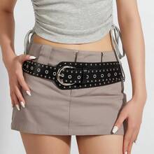1pc Punk Rock Asymmetrical Rivet Waist Belt Dress - A - View 2