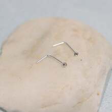 2 st 925 sterlingsilver 24G minimalistisk 1mm glänsande näsa piercingsmycken - Silver - Visa 8