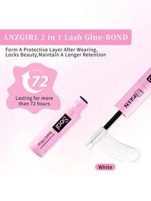 ISEEN 1pc 5ml Lash Adhesive And 5ml Sealer, Strong Lash Glue, 2-In-1 Lash Adhesive And Sealer, Waterproof Long-Lasting, All-Day Wear, Suitable For Daytime Lash Extensions - Black - View 5