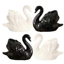 1pc Couple Swan Ceramic Decor, Creative Modern Minimalist Ceramic Swan Ornament For Home, Party, Couple, Love, Garden, Wedding Decoration - Multicolor - View 5