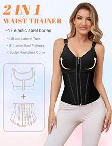 ZGQNBelle Women's Waist Trainer Corset - Tummy Control Faja  Body Shaper With Steel Boned & Adjustable Straps - Plus Size Friendly Faja Moldeadora Abdomen - 粉色 - 查看 3