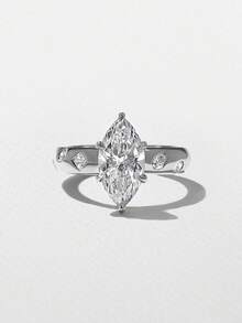 1 chiếc nhẫn bạc 925 cao cấp, thanh lịch và tinh tế, đính đá Cubic Zirconia hình học, kiểu dáng cổ điển châu Âu và Mỹ dành cho nữ, thiết kế đẹp mắt và độc đáo, hoàn hảo cho các buổi dạ tiệc, họp mặt và liên hoan, cũng là một món quà trang sức tuyệt vời dành cho người thân yêu. - Bạc - Xem 6