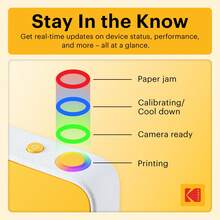 KODAK Printomatic+ Instant Print Digital Camera 10MP Portable Camera With Interactive RGB LED Status Indicator, Prints Full-Color Photos On Zink 2x3" Sticky-Backed Photo Paper - Easy & Fun - Yellow - View 6