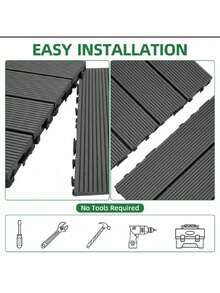 Waterproof Interlocking PVC Deck Tiles, 11Pcs Non-Slip Patio Flooring Tiles, Weather Resistant For Garden Balcony Terrace - Multicolor - View 11