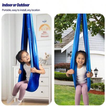 Swing For Kids &Amp; Adults Holds Up To 300lbs Indoor &Amp; Outdoor Double Layer Therapy Cuddle Swing With 360�� Swivel ...