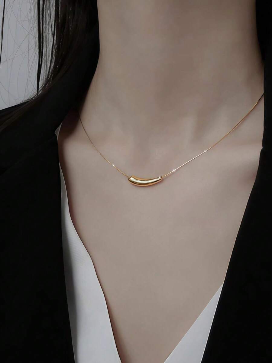 1pc Asymmetrical Geometric Gold/Silver Pendant Necklace, Suitable For All Occasions - Multicolor - View 1