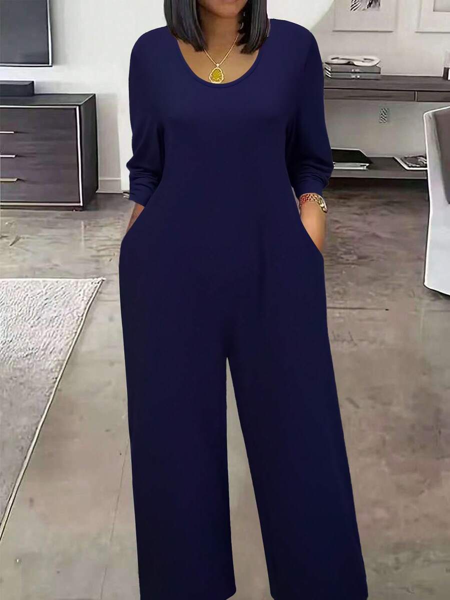 Damen Lässig & Komfortable Jumpsuit, Frühling/Herbst - Marine - Übersicht 1