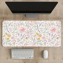 1件可爱花卉桌面垫粉色花朵植物鼠标垫 XXL 大号加长游戏鼠标垫女士办公桌装饰桌垫，大号笔记本电脑键盘鼠标垫，带缝边 - 彩色 - 查看 7