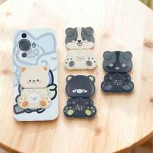 1pc Purchases Creative Cartoon Animal Phone Stands, Flip Mirror Stands, Adhesive Phone Case Back Stickers, 360° Rotating And Folding Cartoon Desktop Stands Compatible With IPhone, Android Phone, Gift For Birthday, Family, Friends, For Summer Bathroom Kitchen Gifts Birthday Phone Holder Phone Accessories Strong Load-Bearing - Multicolor - View 5