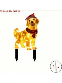 1pc 2D Flat Adorable Dog Acrylic Garden - Perfect For Christmas Outdoor Decor, No Power Needed - Ideal Christmas Holiday Gift For Loved Ones And Friends, Holiday Decor, Seasonal Decor, Modern Design, Minimalist Icon, Dog Themed Decor, Decorative Sign, Gift - Multicolor - View 5