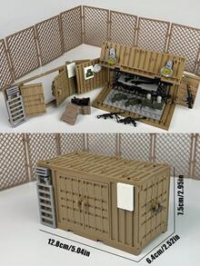 MOC Military Container Building Blocks Set, Soldier Base Scene, Watchtower/Military Weapon Accessories Storage/Camp Tent, Adult Architecture Bricks, Boys Toys, Room Decor, Battle Game Scene Simulation, Collection Display - Multicolor - View 7