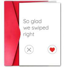 1pc Humorous Tinder-Inspired Valentine's Day Card Christmas Card Love Card - "So Glad We Swiped Right" Message - Ideal For Husband, Wife, Or Friend - High-Quality, Unusual Greeting Card For Anniversaries & Valentine's Celebrations - one-size - View 8