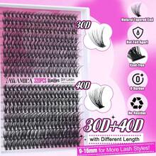 Individual Lashes 320pcs Lash Clusters 40D 9 - 16mm Mix Lash Extension D Curly Eyelash Clusters Eyelash Extension Wispy Cluster Lashes Self Application By 40D - 0.07D, 9 - 16mix - 30D+40D套件 - 查看 5