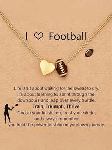 1件装垒球/足球/排球/篮球/足球项链，适合女孩和女士，运动配饰珠宝，送给爱人的礼物 - 金色 - 查看 6