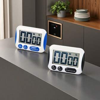 1pc Digital Kitchen Timer With Large LCD Screen, Magnetic Base And Stand, Count Up/Down Timer With Alarm, Durable Plastic Battery Powered, For Cooking, Baking, Work, Exercise, Cooking Timer, Household Timer, Easy-Read Display, Compact Design, Lightweight Timer, Alarm Timer, Student, Home Use