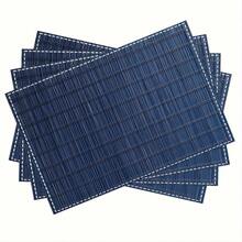4pcs Blue Bamboo Texture Placemats - Heat-Resistant, Washable Linen Rectangular Placemats With Thin Lines & Horizontal Stripes, 12x18 Inch For Picnics, Parties, Buffets, And Dinner Settings, Party Tableware, Natural Aesthetic, Durable Tableware, Picnic Accessories, Rustic Style, Decorative Tableware, Reusable Mats, Multipurpose Mats - 12x18 inch - Xem 9
