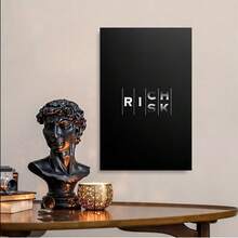 Framed "No Risk No Rich" Motivational Wall Art With Bold Risk Typography, Black Background Office & Home Decor - Ready-To-Hang Framed Canvas Print For Living Room, Bedroom, Dorm - Inspirational Workplace Decoration - 框架 - 查看 5