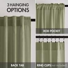 White Privacy Sheer Curtains 84 Inch, Light Filtering 2 Panels Set - Sage Green - View 11