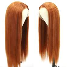 200% Density 26 Inch 13X4 HD Transparent Ginger Lace Front Wigs Long Straight Lace Frontal Wig Orange Color Lace Front Hair Wig Silk Straight Orange Ginger Hairpiece Closure Wig Synthetic Heat Resistant Fiber Hair 13*4 Lace Wigs Long Silky Straight Lace Front Wigs For Fashion Women For Daily Christmas Party Cosplay Use - 薑色 - 查看 8