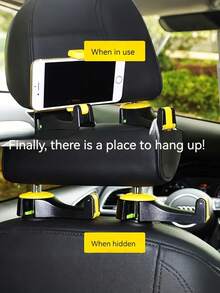 1pc Baby Car Backseat Multi-Function Hook & Phone Holder, Hidden Car Seat Back Hanger, Universal Rear Seat Phone Mount