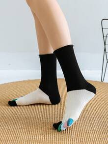 1/3/5 Pairs Women Colorful Toe Comfortable Versatile Striped Five Finger Toe Socks - Multicolor - View 5