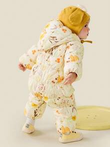 mini bala Pelele de plumón para bebé, Traje de nieve a prueba de triple invierno, Suave y cálido Nuevo 2025 - tono amarillo blanco - Ver 3