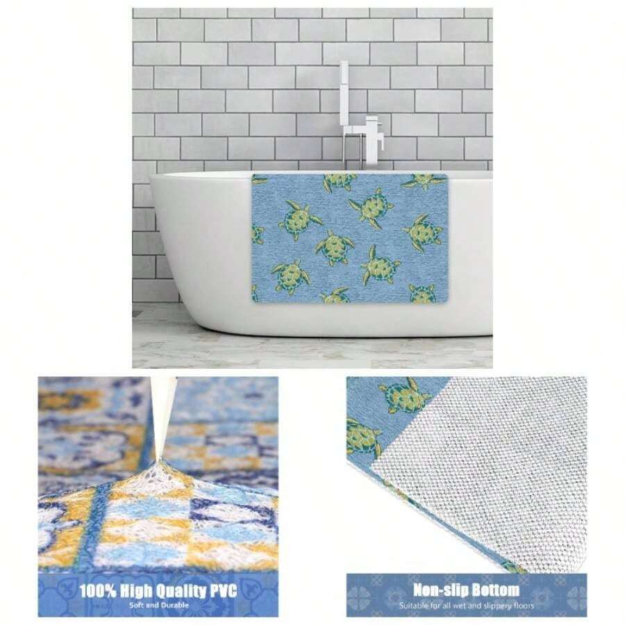 Tapete de ducha antideslizante, suave rectangular con patrn de animales, tapete de bao de secado rpido de 16x 24 pulgadas, tapete de ducha de PVC para bao - 32" x 16" (Rectangular) - Ver 1