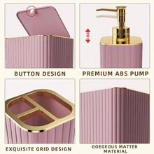 Bathroom Set - 26PC Bathroom Set With Shower Curtain And Rugs, Bathroom Accessory Set, Pink Bathroom Accessories Set, Trash Can Soap Dispenser - Pink + Bath Set+Shower Curtain+Bath Rug - View 8