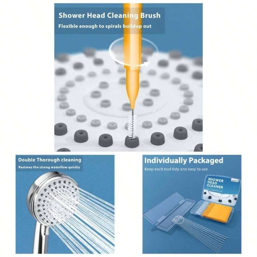 - Herramienta limpiadora de Cabezal de Ducha de Varios tamaos, cepillos de Limpieza de Cabezal de Ducha de Orificio pequeo, Limpiador de Cabezal de Ducha P - Naranja - Ver 1