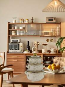 3pcs Enamel Cookware Set, Gold Rim Soup Pot With Handles, Enamel Pot Set With Lids, Enamel Soup Pot, Ramen Bowl, Household Hot Pot, Seafood Pot, Stew Pot, Transparent Glass Lid Soup Pot, Dual Handle Small Hot Pot, Large Capacity Non-Stick Pot, Suitable For Gas And Induction Cooktop - Multicolor - View 9