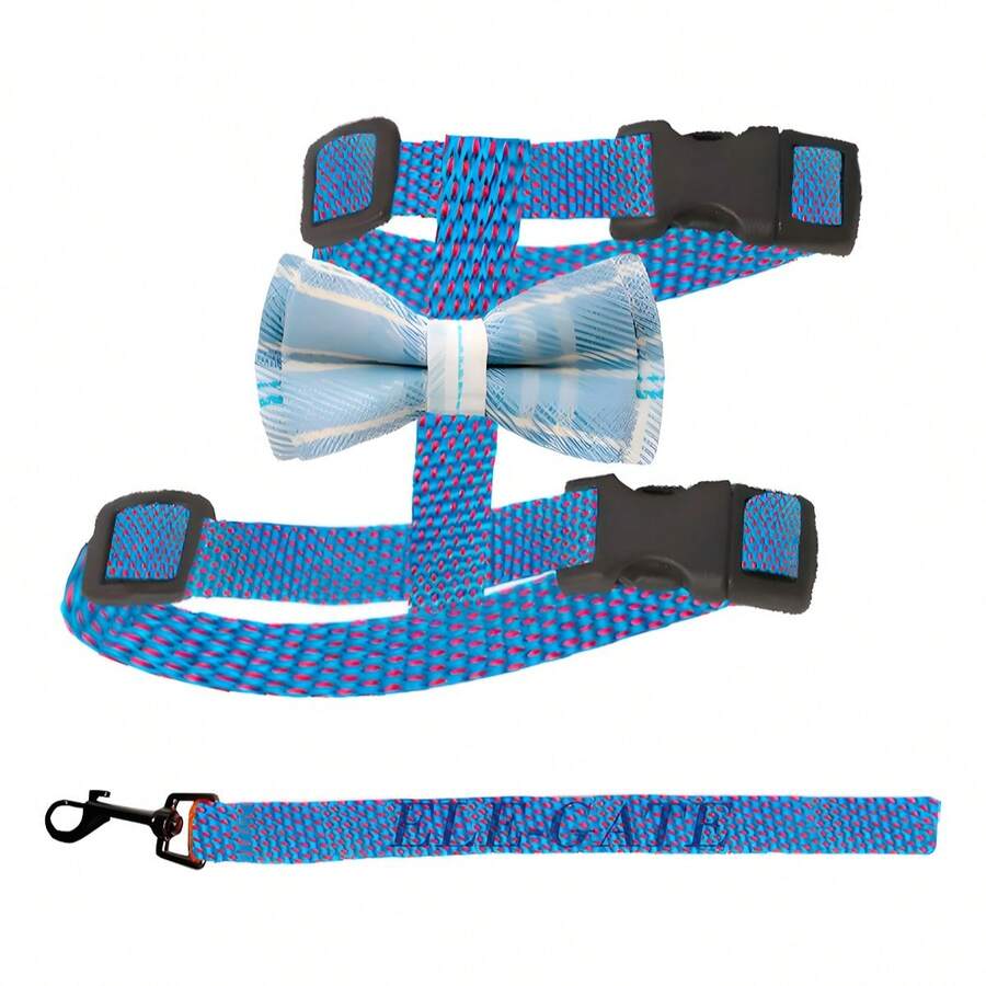 Kit Arnes Correa Diseño Moño Ajustable Cómodo Mascota Perros - Azul - Ver 1